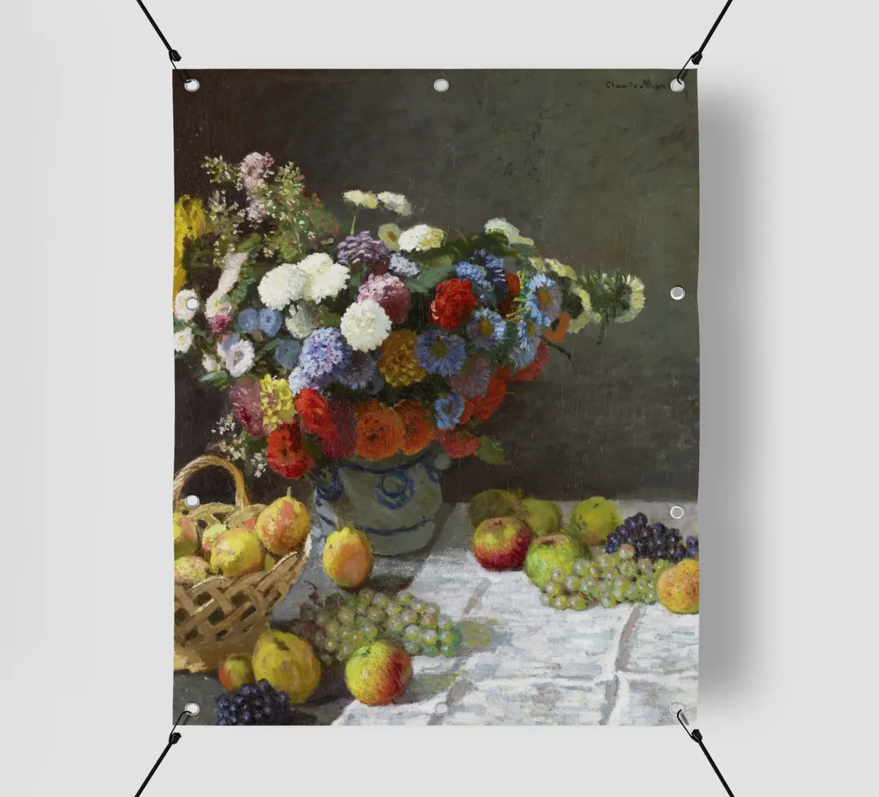 "Natura morta con fiori e frutta (1869) di Claude Monet telo in pvc da Pretty Flowers Vintage Botanicals