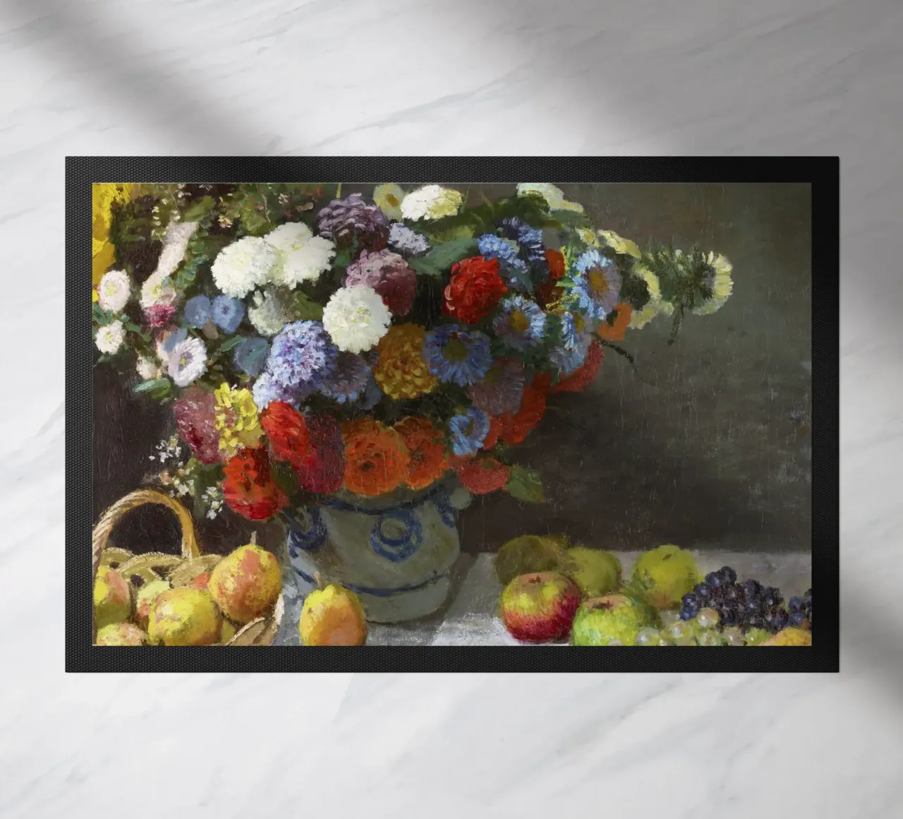 "Natura morta con fiori e frutta (1869) di Claude Monet zerbino da Pretty Flowers Vintage Botanicals