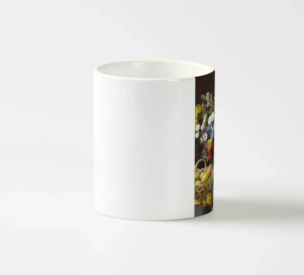 "Natura morta con fiori e frutta (1869) di Claude Monet tazza in ceramica da Pretty Flowers Vintage Botanicals