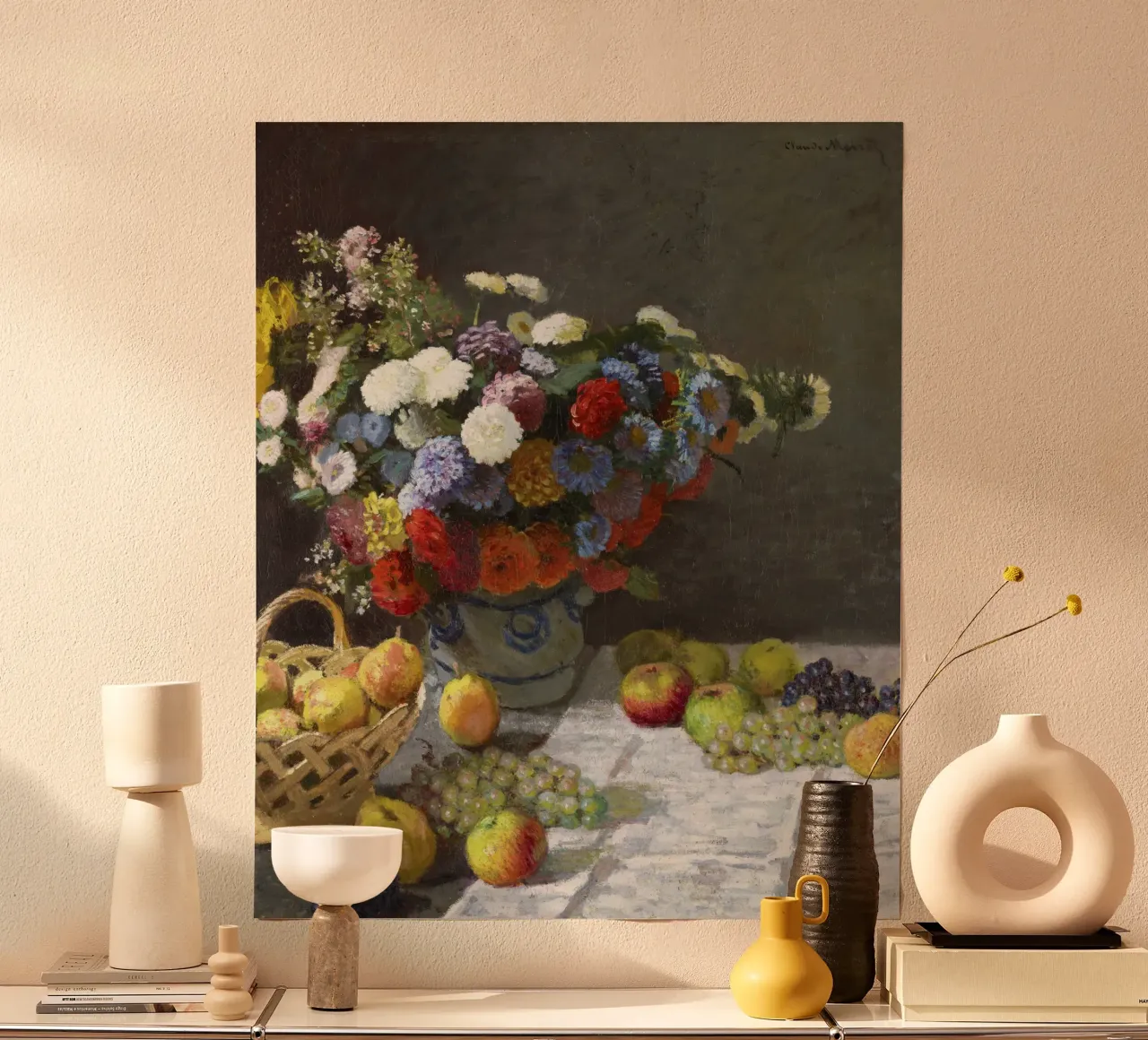 "Natura morta con fiori e frutta (1869) di Claude Monet carta hahnemühle da Pretty Flowers Vintage Botanicals