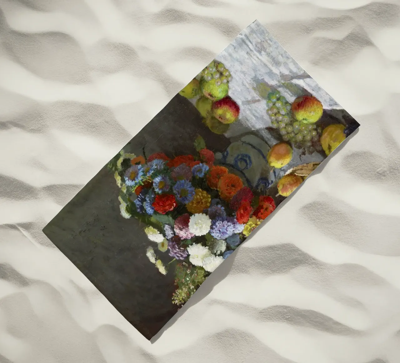 "Natura morta con fiori e frutta (1869) di Claude Monet telo mare da Pretty Flowers Vintage Botanicals