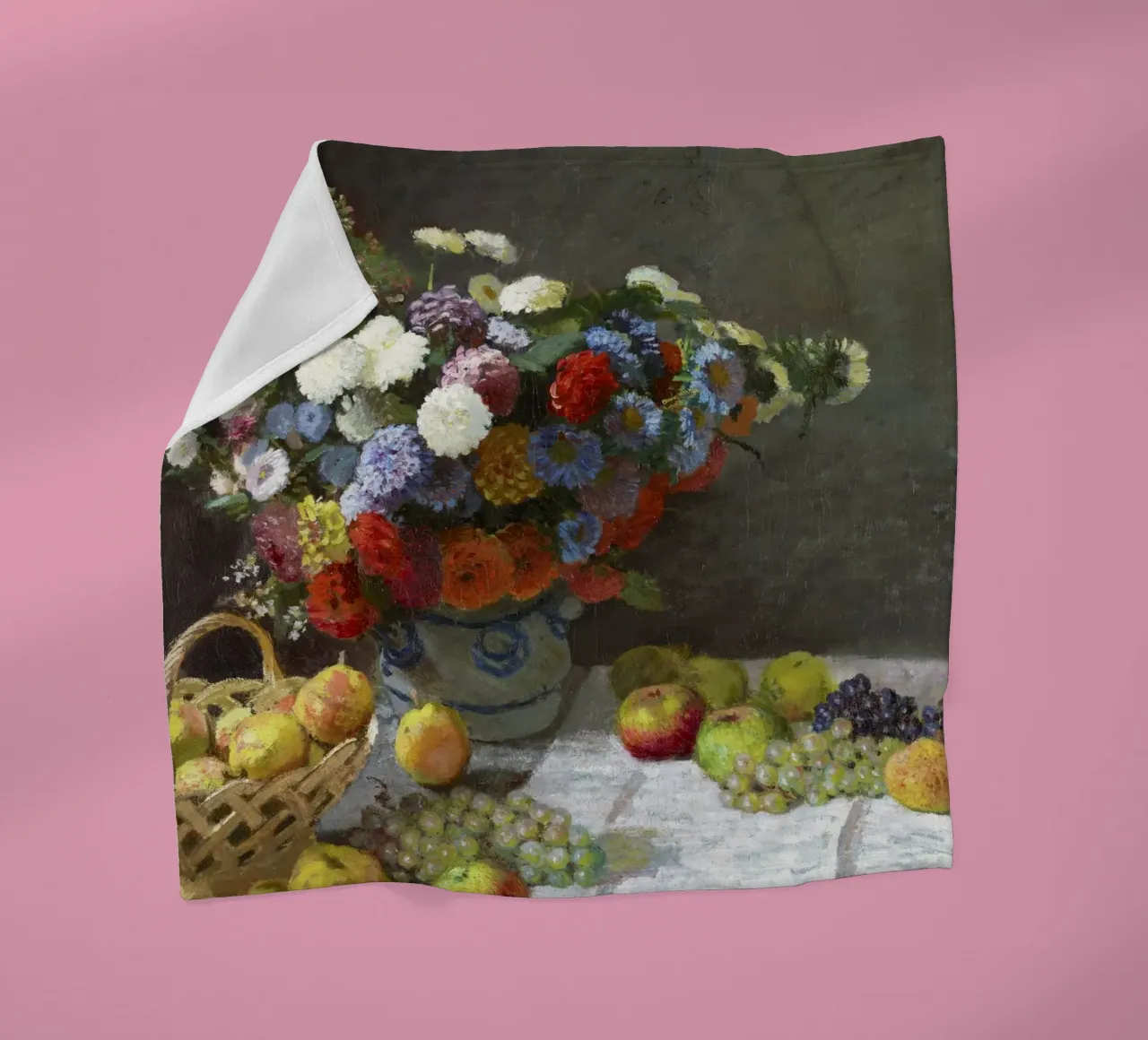 "Natura morta con fiori e frutta (1869) di Claude Monet coperta in pile da Pretty Flowers Vintage Botanicals
