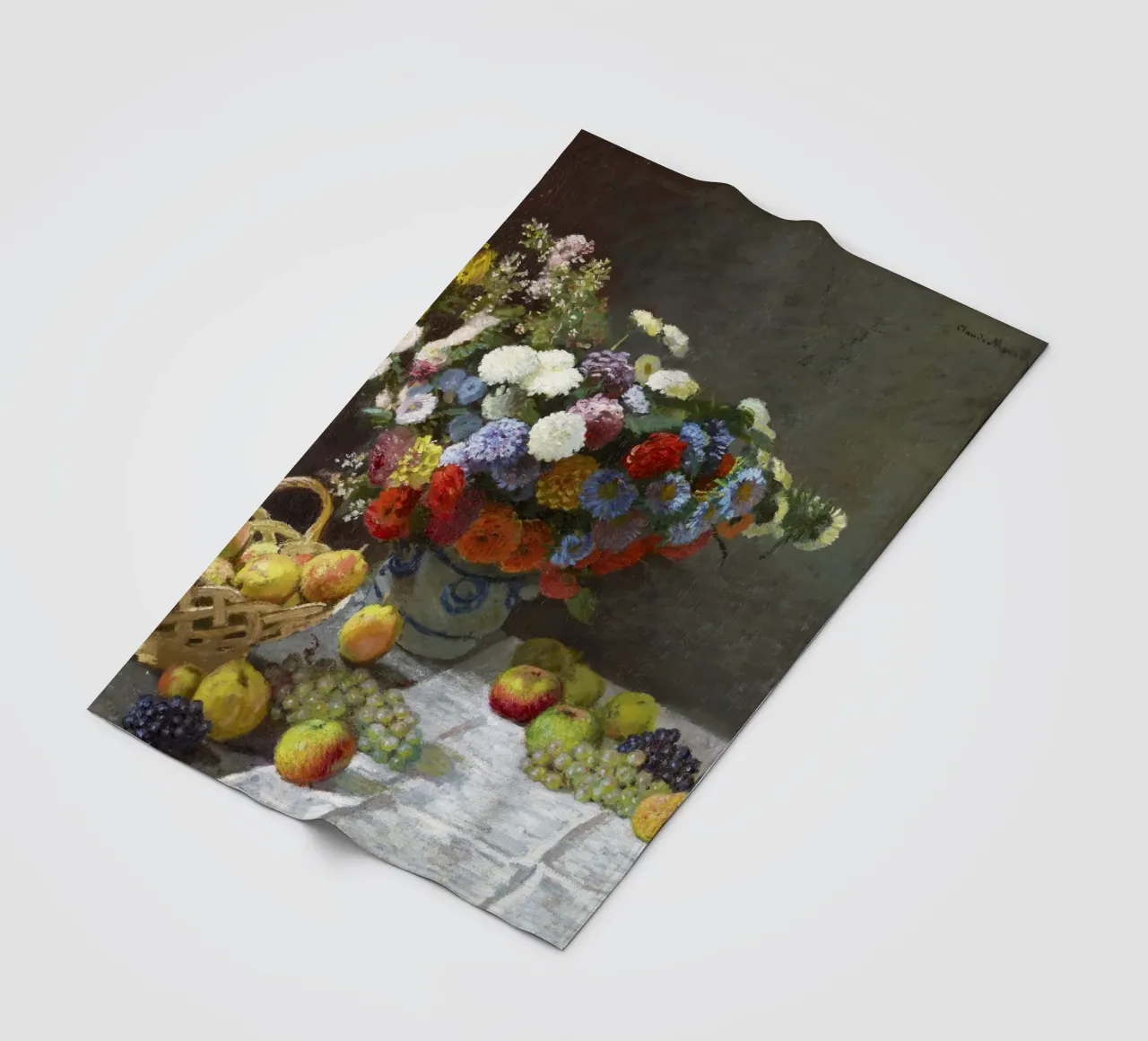 "Natura morta con fiori e frutta (1869) di Claude Monet coperta in pile da Pretty Flowers Vintage Botanicals