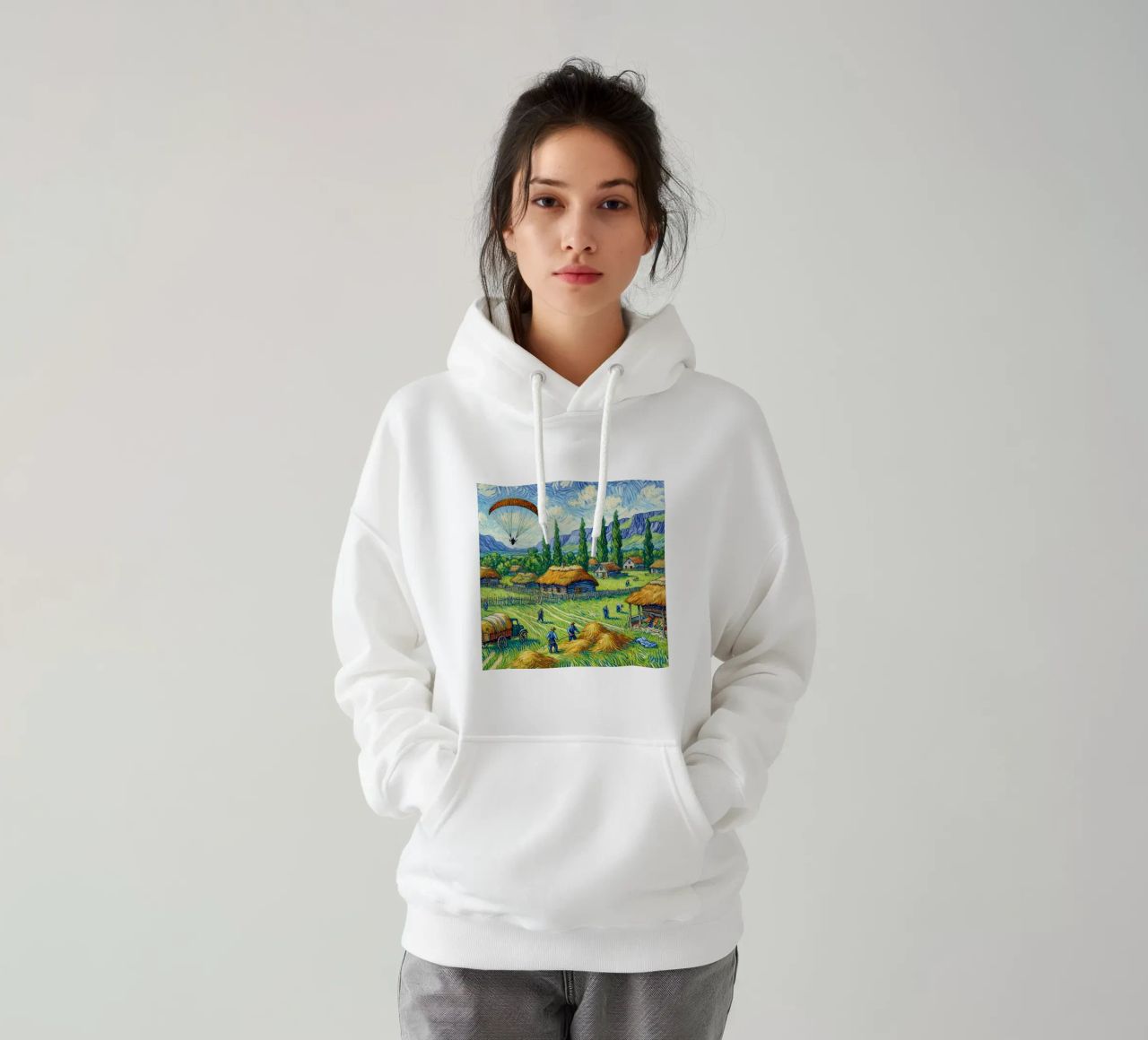 Glide into the Hay felpa con cappuccio da Vintage Van Gogh