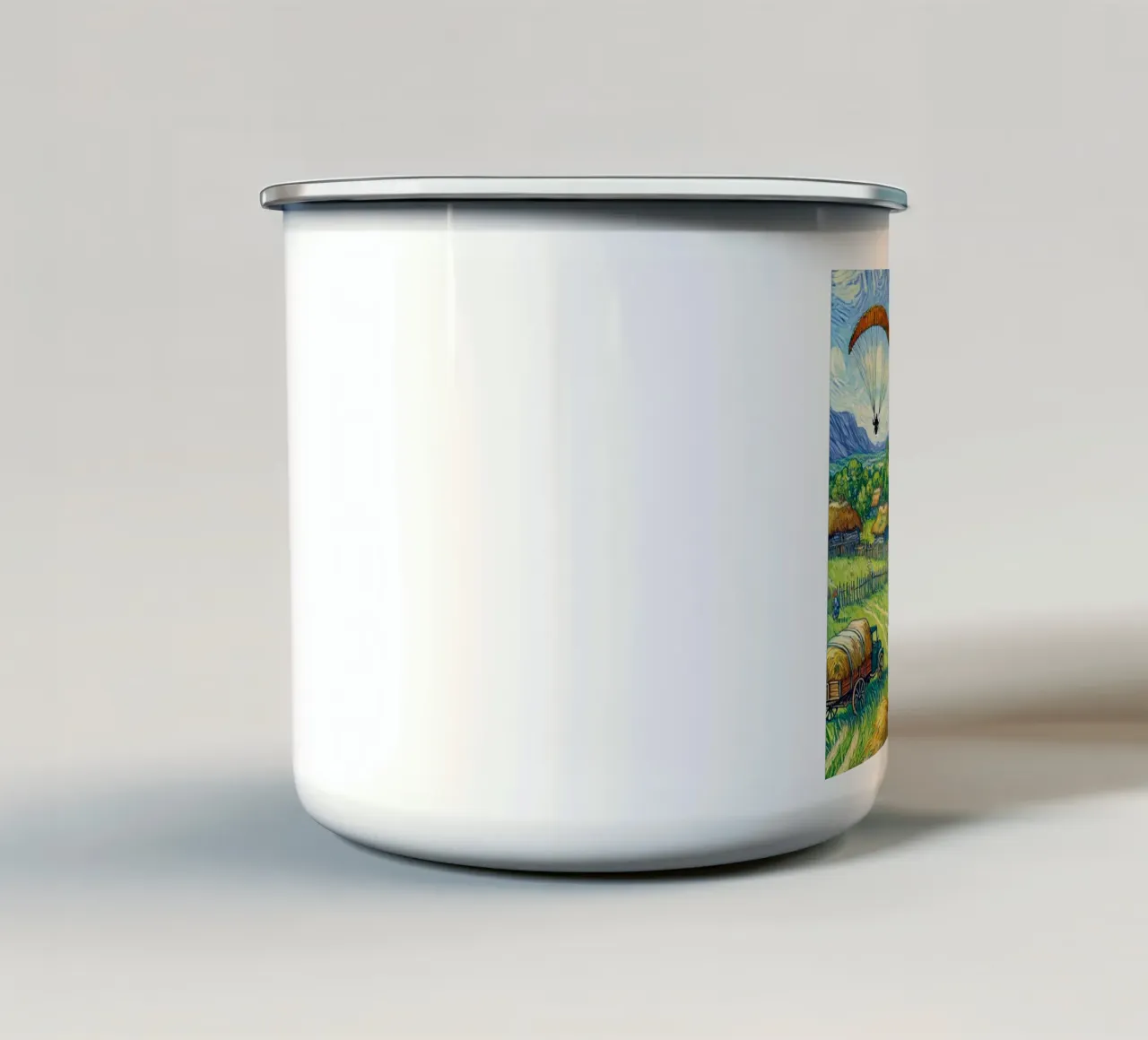 Glide into the Hay taza de esmalte de Vintage Van Gogh