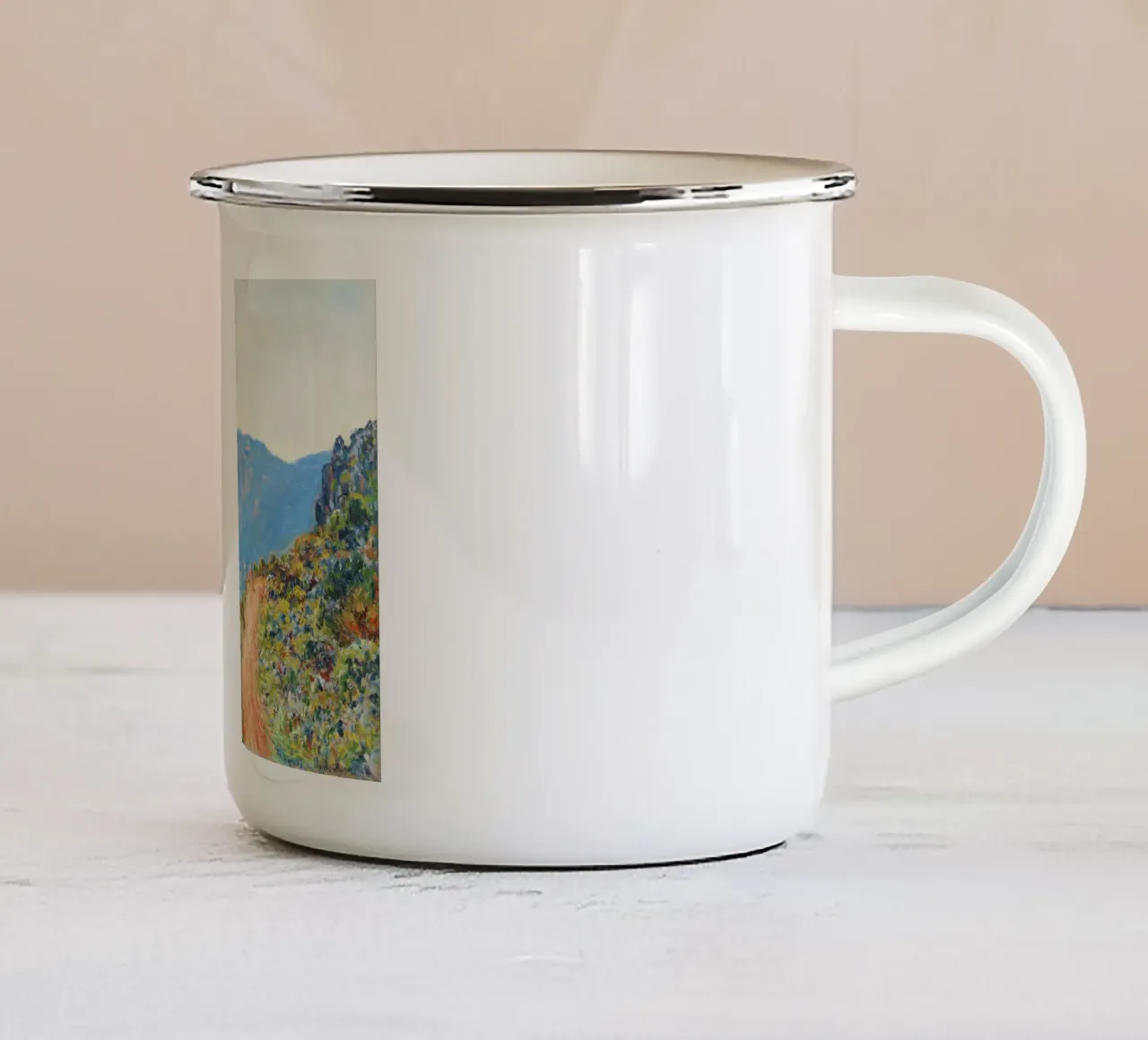 La Corniche presso Monaco di Claude Monet tazza in smalto da Monet Art Prints