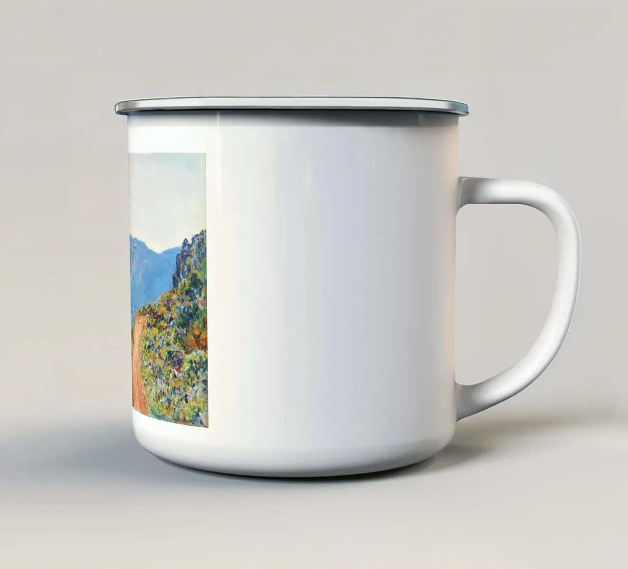 La Corniche presso Monaco di Claude Monet tazza in smalto da Monet Art Prints