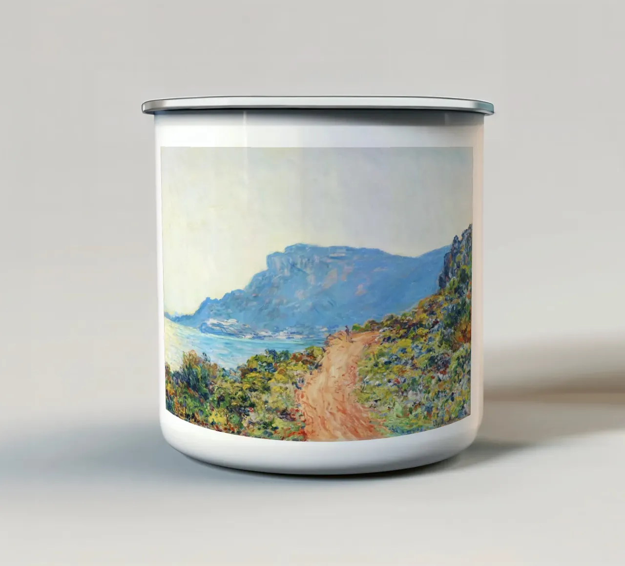 La Corniche presso Monaco di Claude Monet tazza in smalto da Monet Art Prints