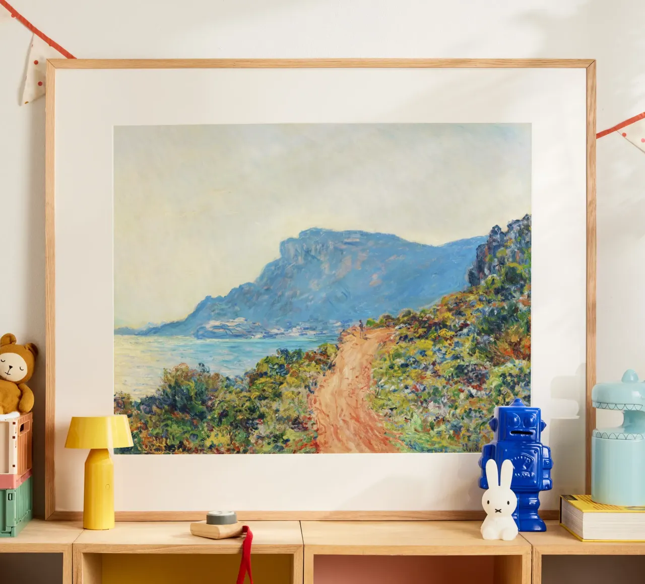 La Corniche presso Monaco di Claude Monet poster con telaio in legno da Monet Art Prints