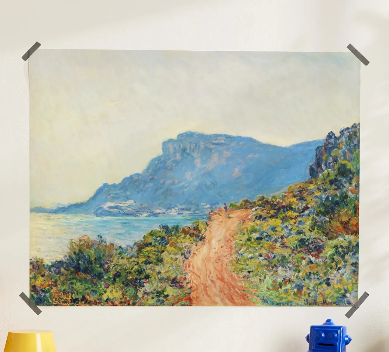 La Corniche presso Monaco di Claude Monet poster con telaio in legno da Monet Art Prints