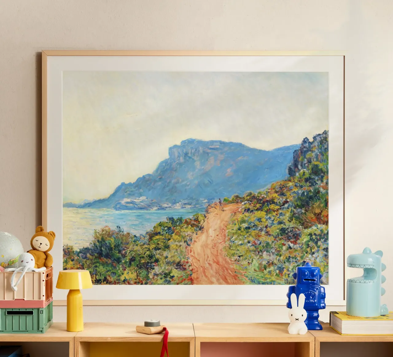 La Corniche presso Monaco di Claude Monet poster con telaio in legno da Monet Art Prints