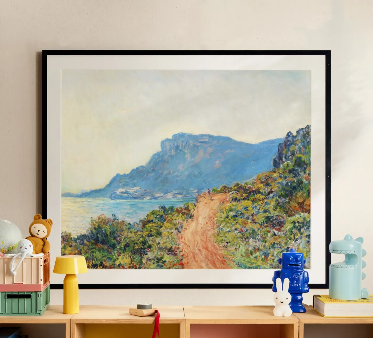 La Corniche presso Monaco di Claude Monet poster con telaio in legno da Monet Art Prints