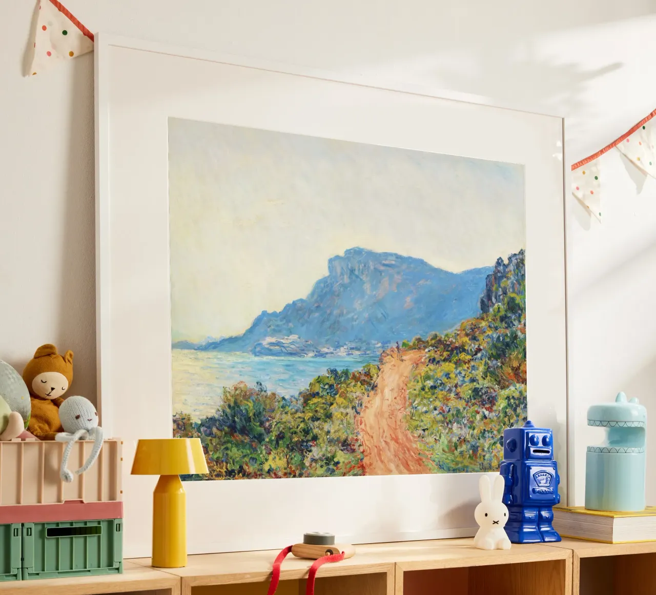 La Corniche presso Monaco di Claude Monet poster con telaio in legno da Monet Art Prints