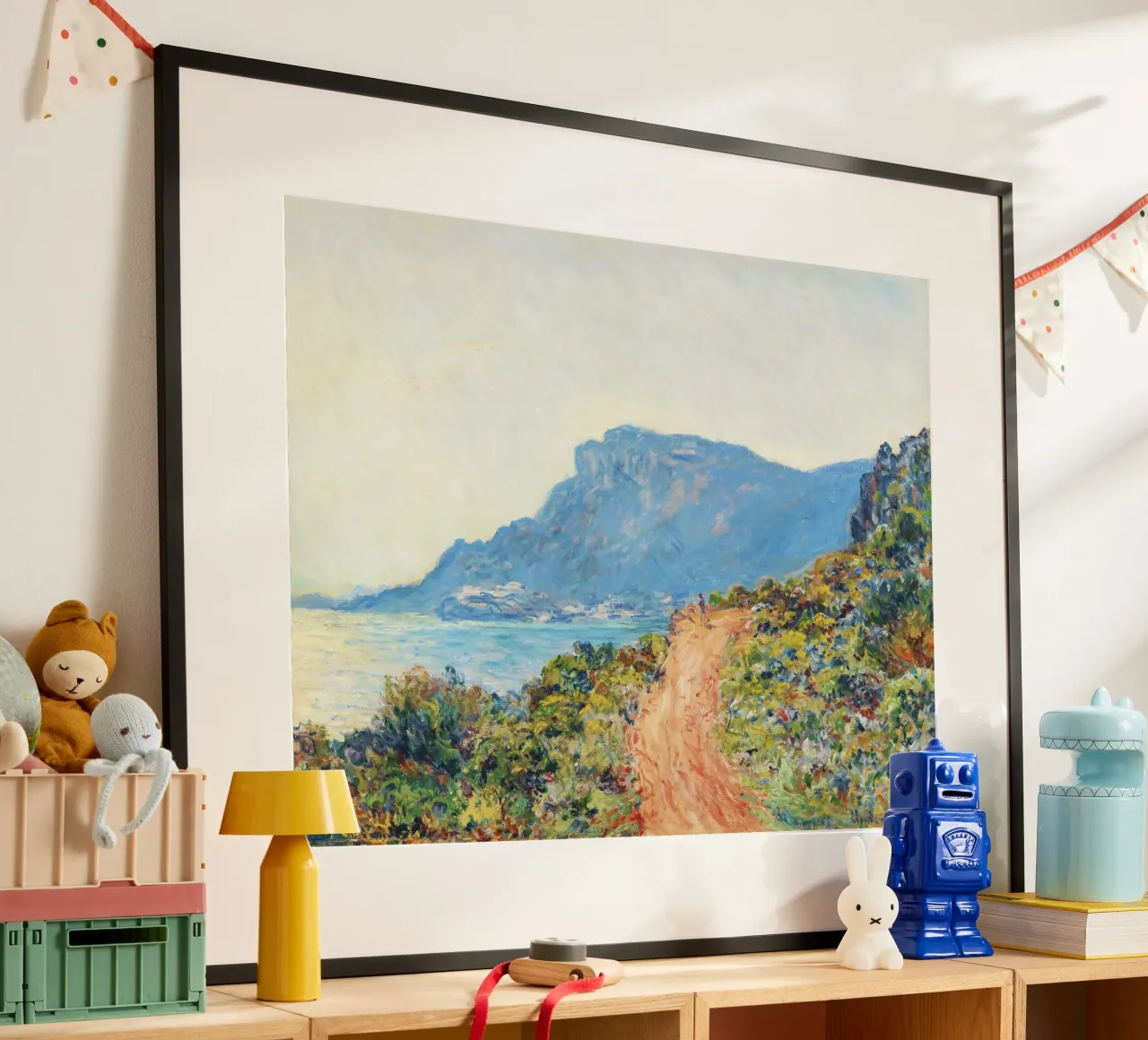 La Corniche presso Monaco di Claude Monet poster con telaio in legno da Monet Art Prints