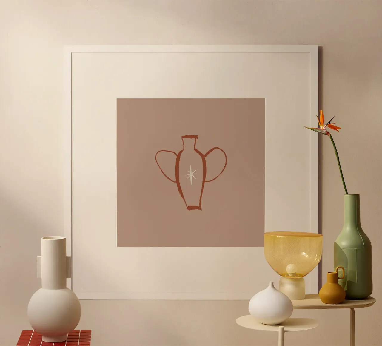 Calm Line No 08 poster met houten frame van treechild