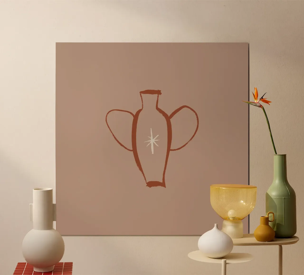 Calm Line No 08 poster met houten frame van treechild