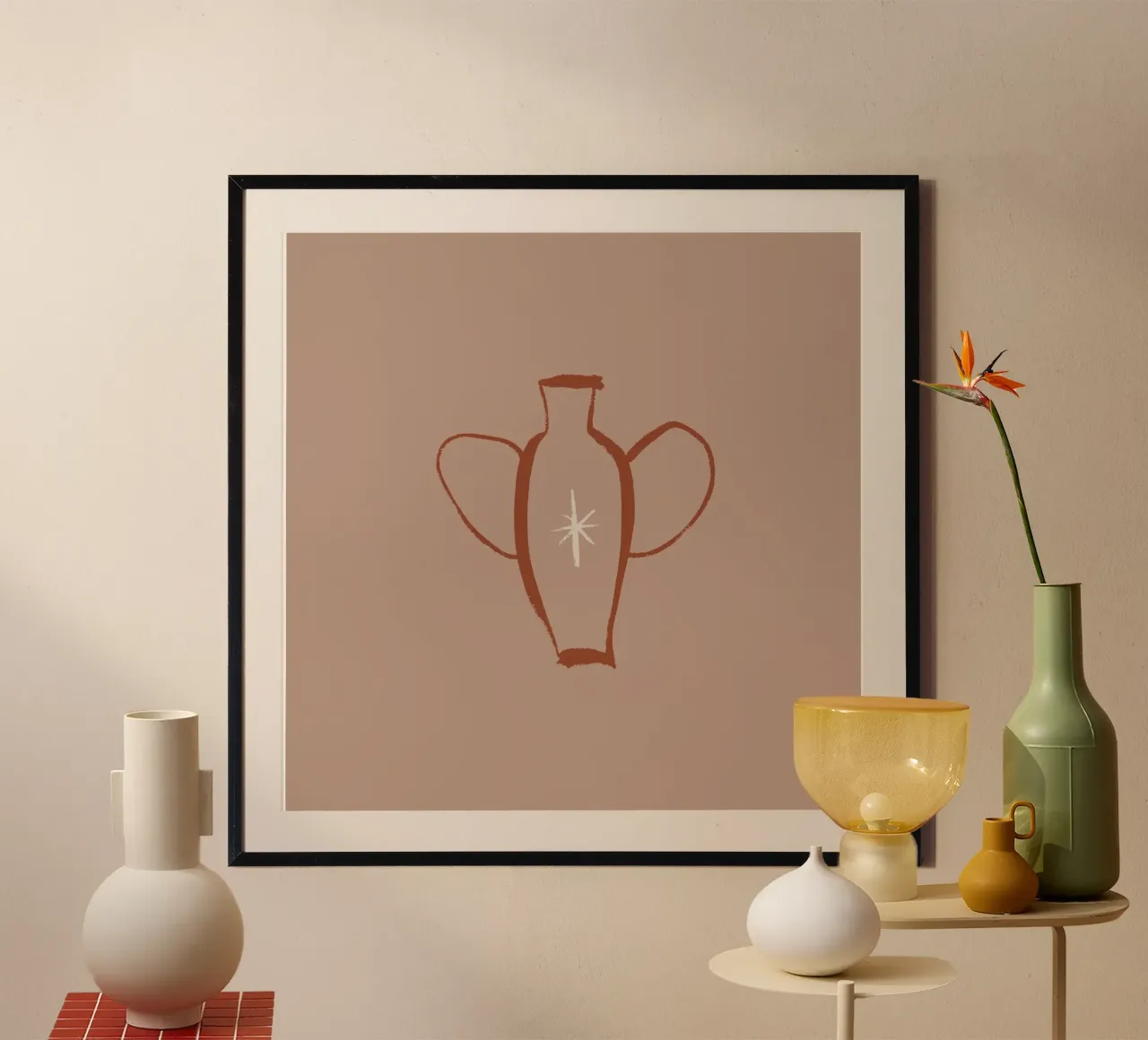 Calm Line No 08 poster met houten frame van treechild