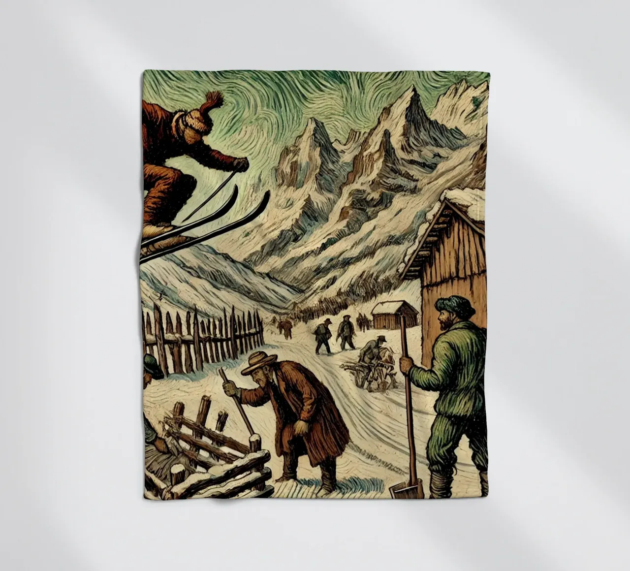Alpine Grandpa coperta in pile da Vintage Van Gogh