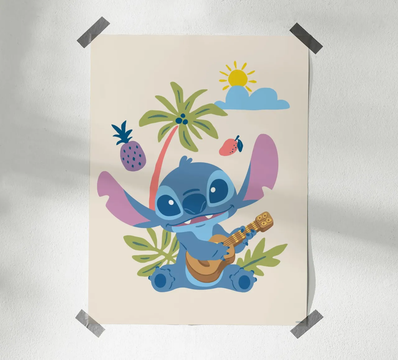 Stitch on holday poster con telaio in alluminio da Stitch