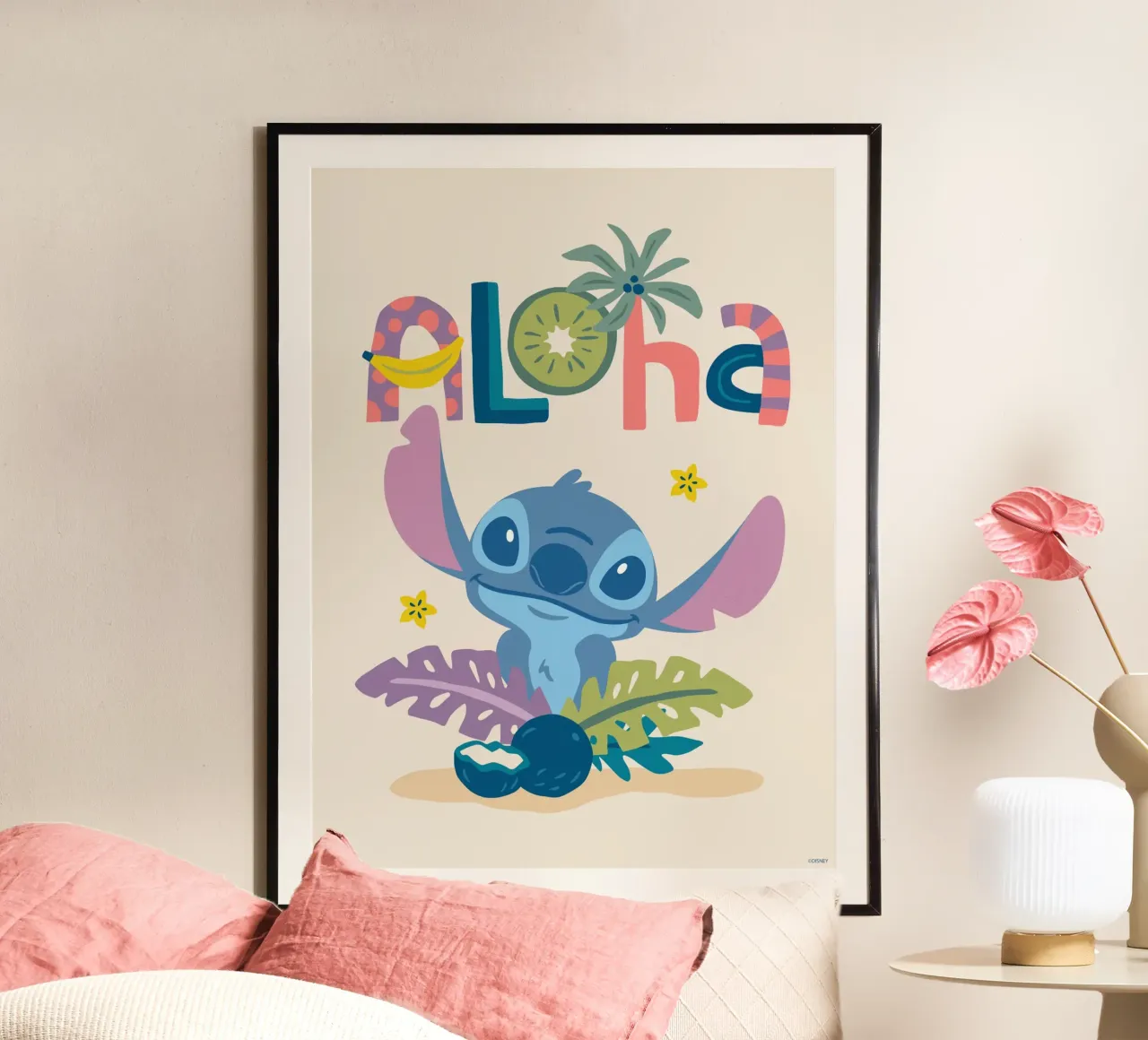 Stitch aloha Poster mit Holzrahmen von Stitch
