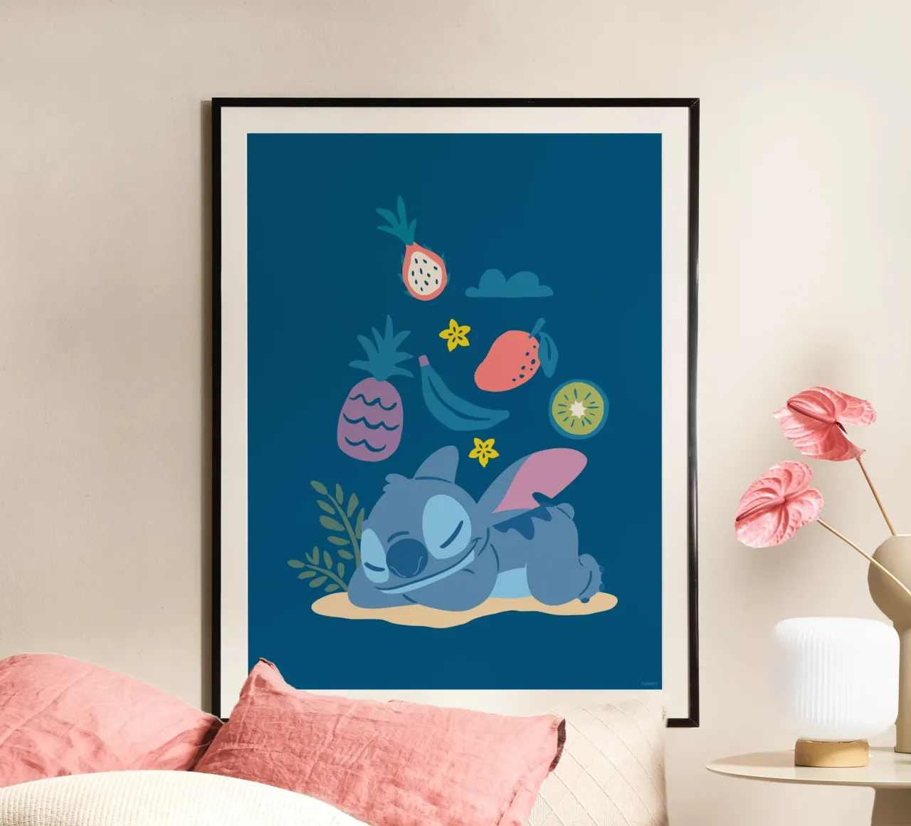 Stitch - sweet dreams Poster mit Aluminium Rahmen von Stitch