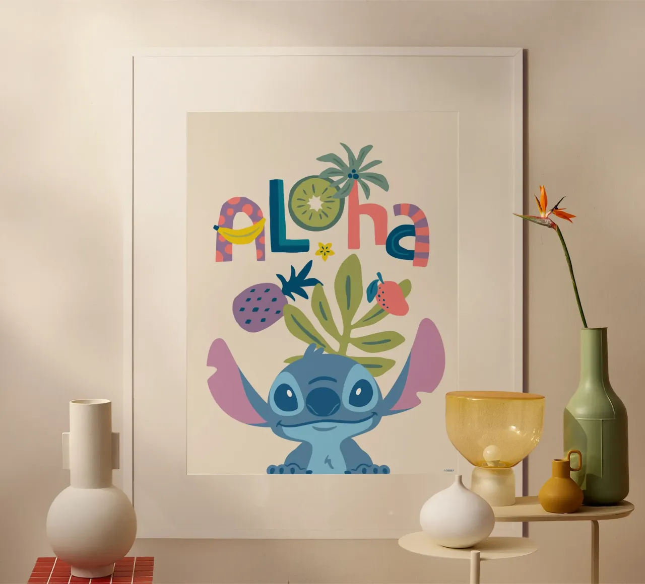 Stitch aloha II Poster mit Aluminium Rahmen von Stitch