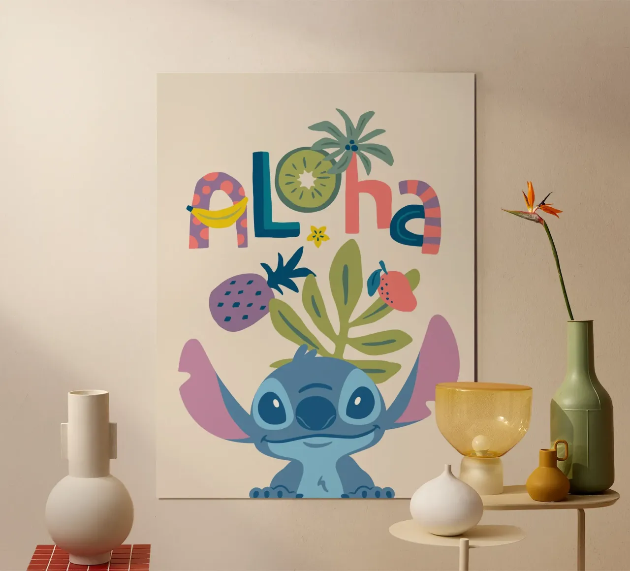 Stitch aloha II Poster mit Aluminium Rahmen von Stitch