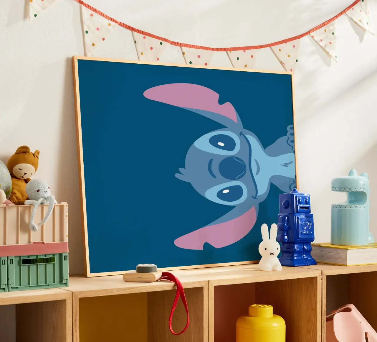 Hello Stitch Poster mit Aluminium Rahmen von Stitch