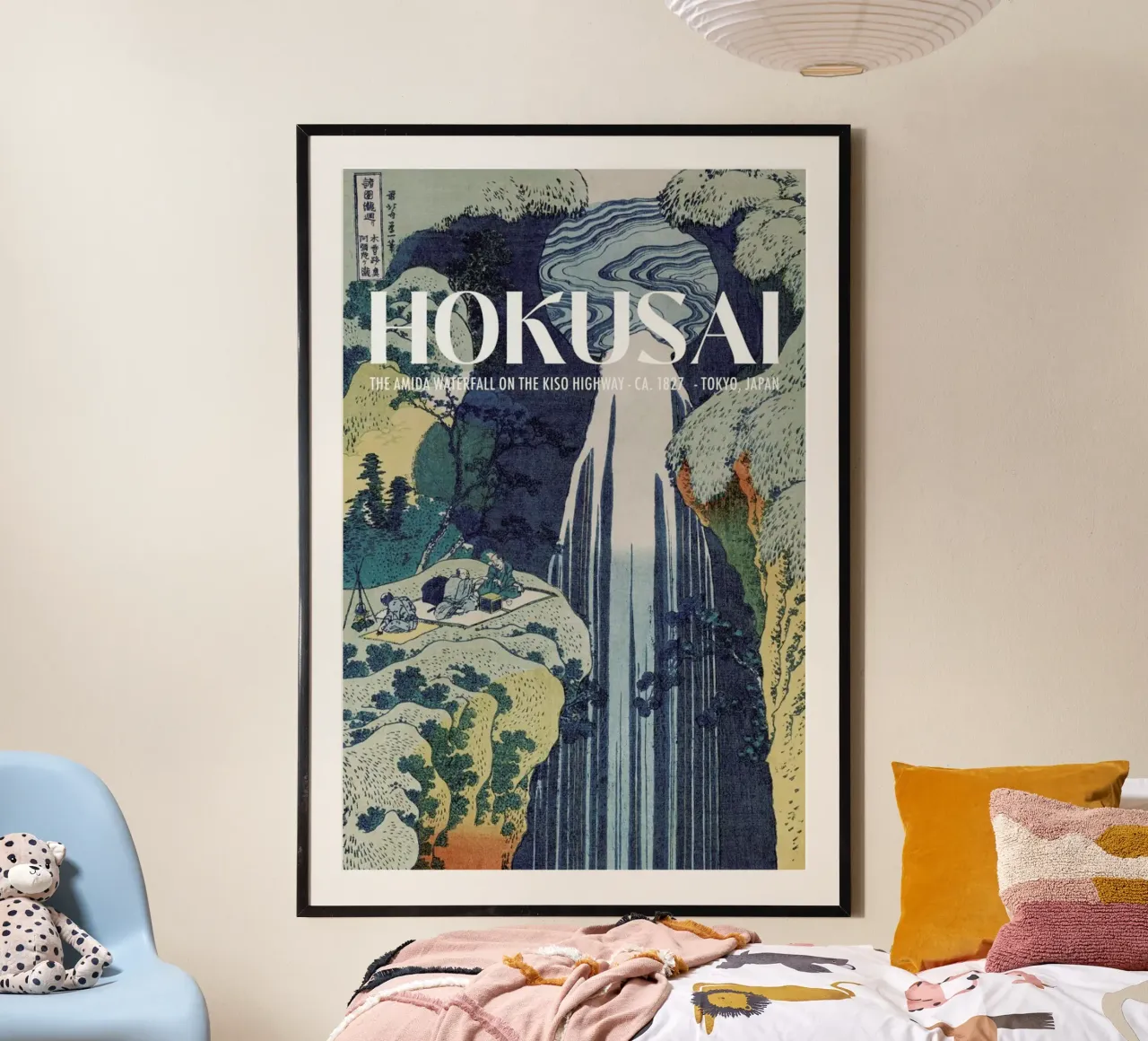 Hokusai - The Amida Waterfall on the Kiso Highway ca. 1827 poster con telaio in alluminio da Vintage by JUNIQE