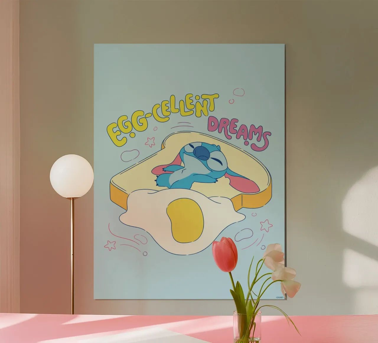 Stitch - egg-cellent Poster mit Aluminium Rahmen von Stitch