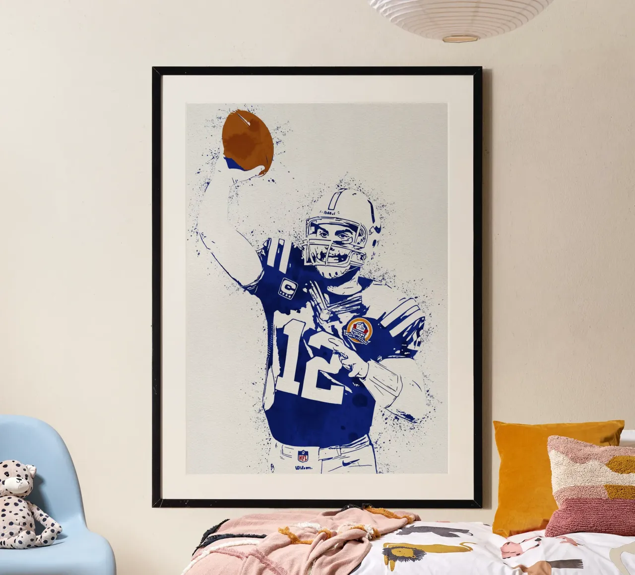 Andrew Luck Indianapolis Colts White Jersey poster con telaio in alluminio da tenten