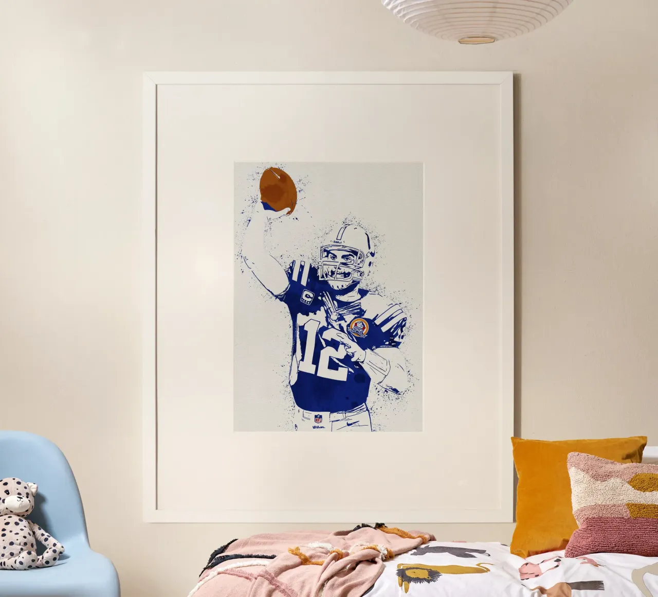 Andrew Luck Indianapolis Colts White Jersey poster con telaio in alluminio da tenten