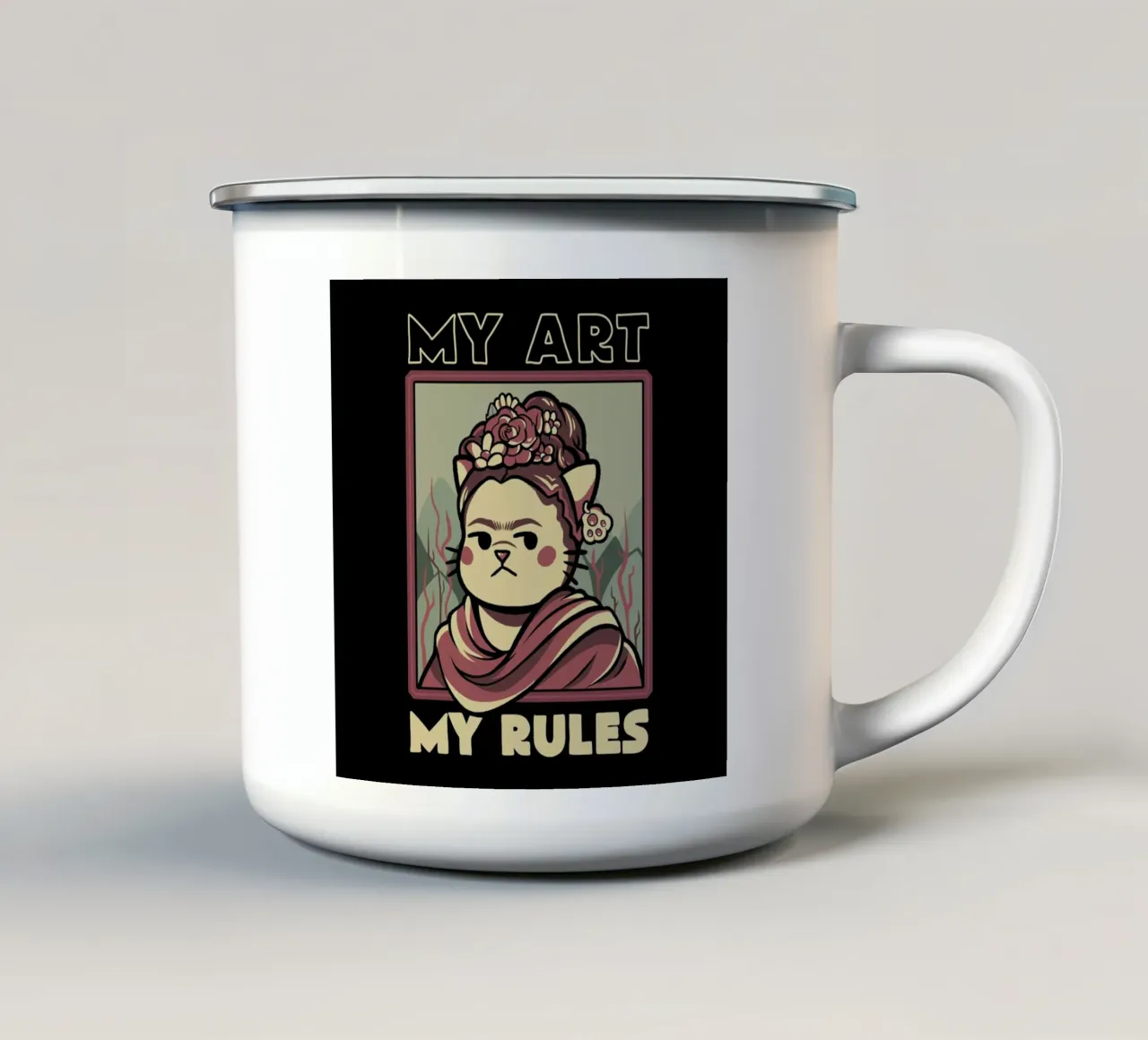 Frida Cat tazza in smalto da Tobe Fonseca