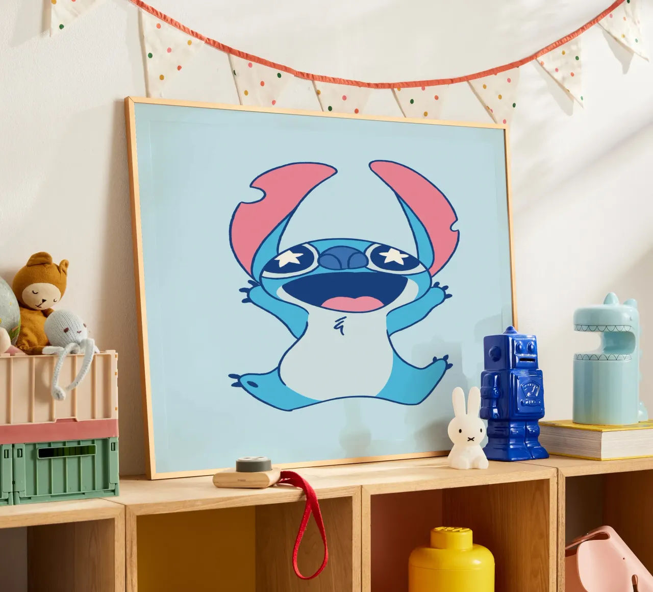 Hey Stitch Poster mit Aluminium Rahmen von Stitch