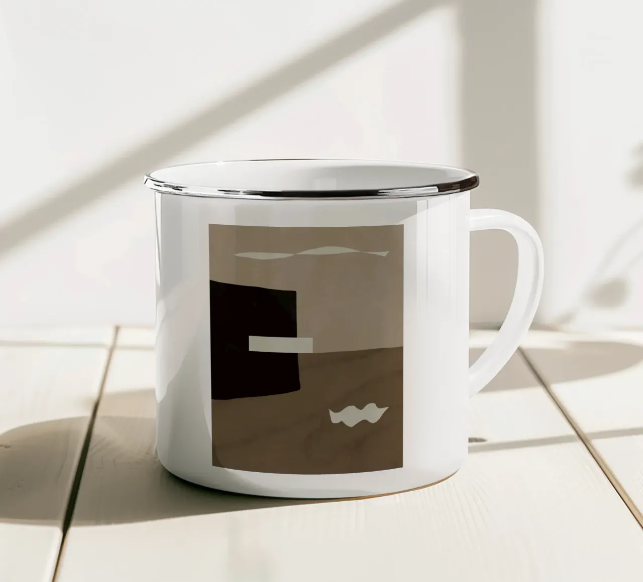 Inspo minimal neutral abstract taza de esmalte de Little Dean