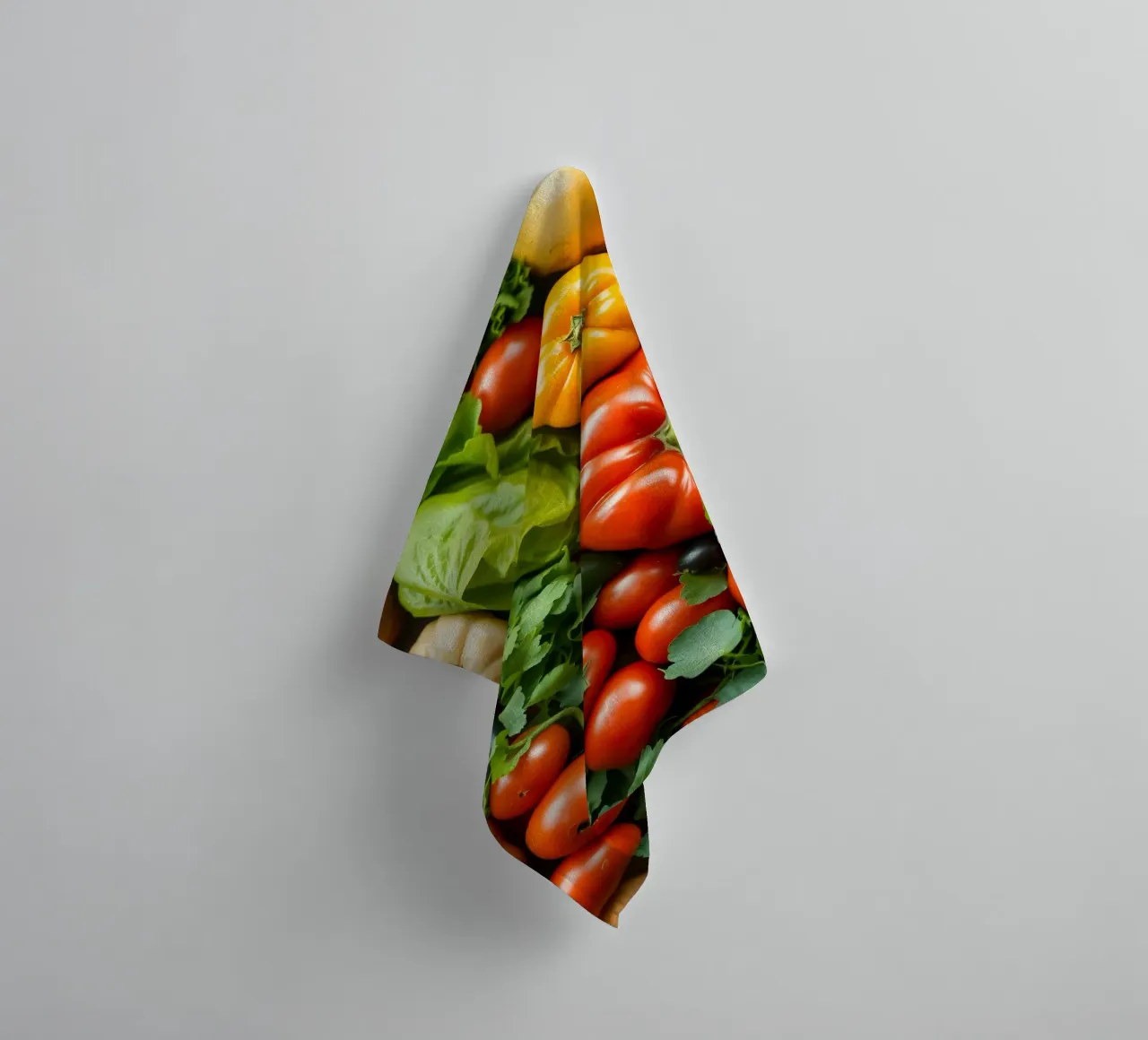 Fresh assortment of colorful vegetables and greens at a loca towel by DesignDoodle