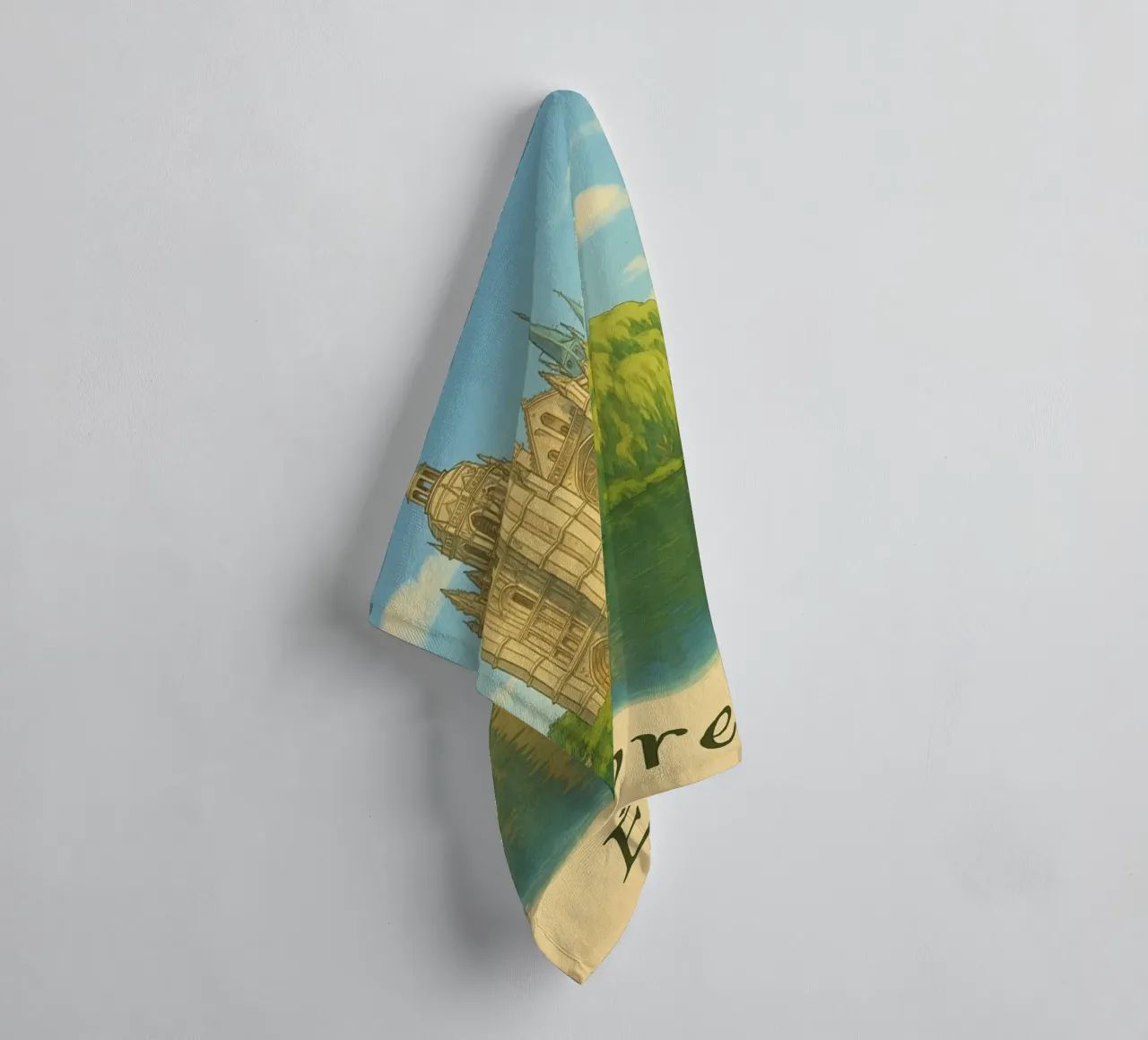 Évreux in Normandy - Cathedral in postcard mode towel by PrintMoiUnTruc