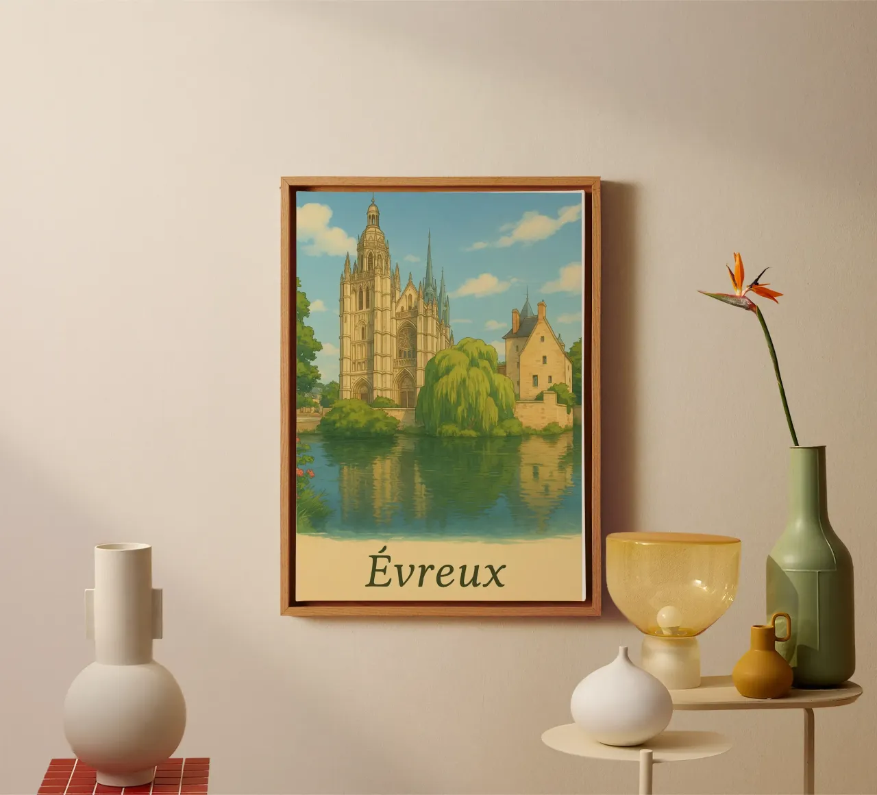 Évreux in Normandy - Cathedral in postcard mode canvas with Floater frame by PrintMoiUnTruc