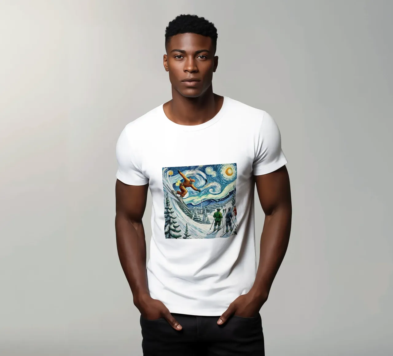 Retro Yeti Ski Attack t-shirt da Vintage Van Gogh