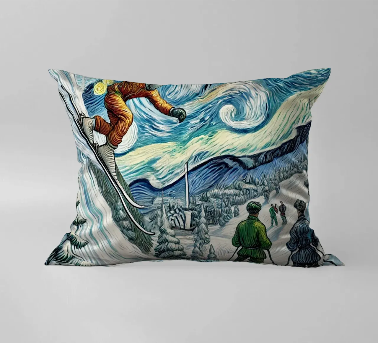 Retro Yeti Ski Attack cuscino da Vintage Van Gogh