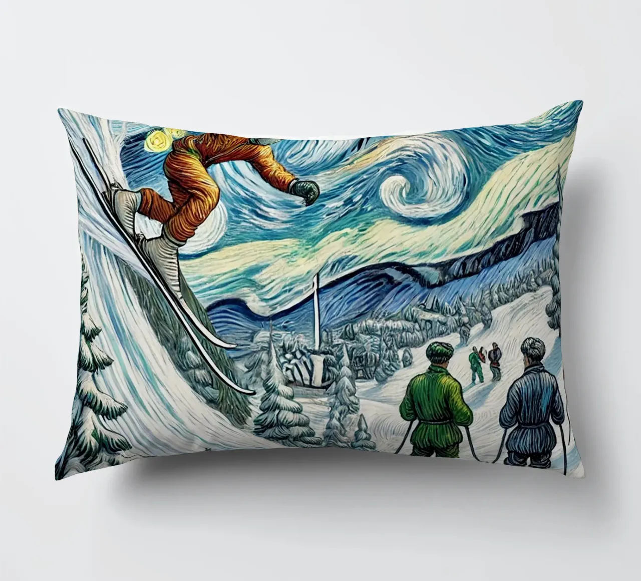 Retro Yeti Ski Attack cuscino da Vintage Van Gogh