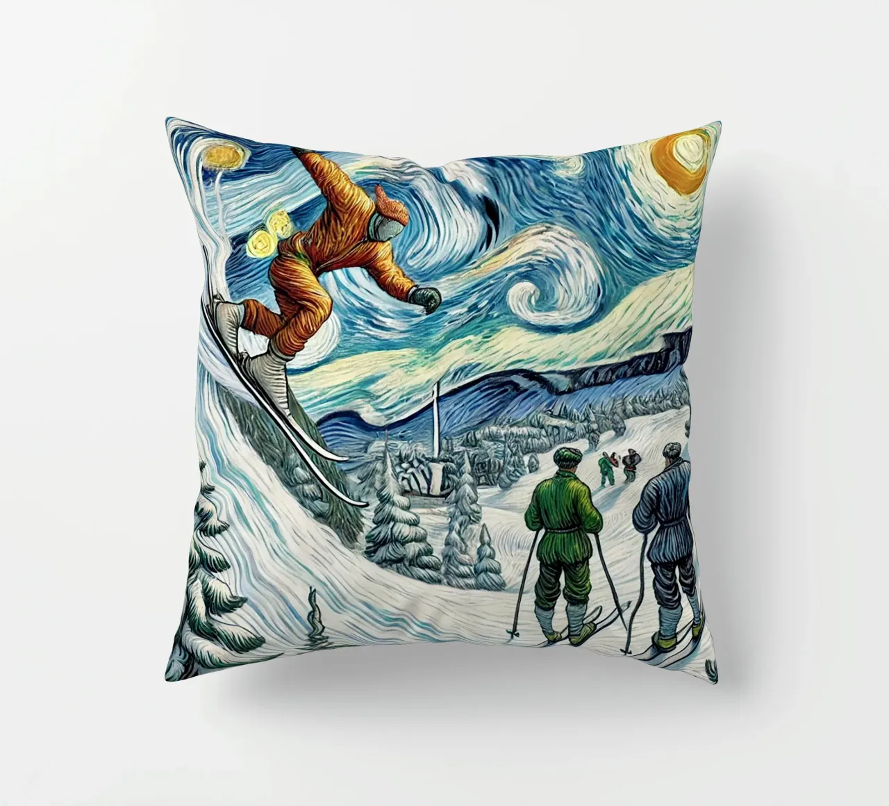 Retro Yeti Ski Attack cuscino da Vintage Van Gogh