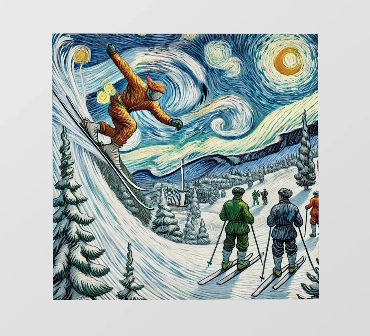 Retro Yeti Ski Attack pellicola backlit da Vintage Van Gogh
