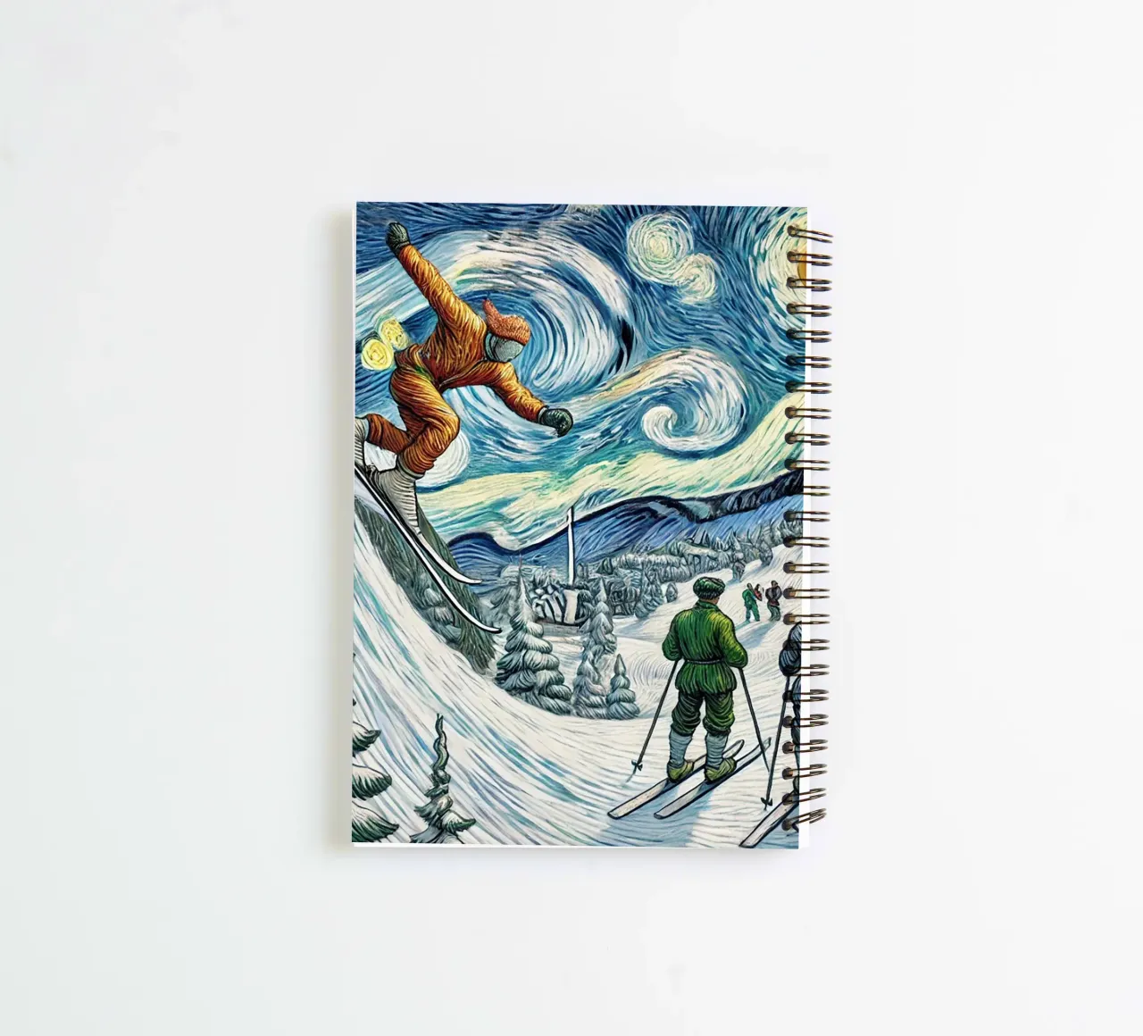 Retro Yeti Ski Attack spiral notebook by Vintage Van Gogh