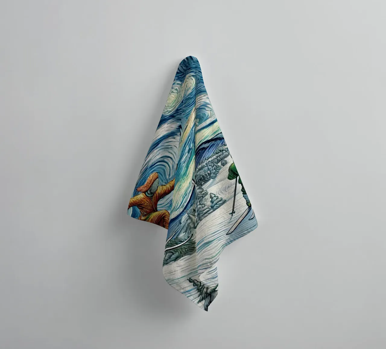 Retro Yeti Ski Attack asciugamano da bagno da Vintage Van Gogh