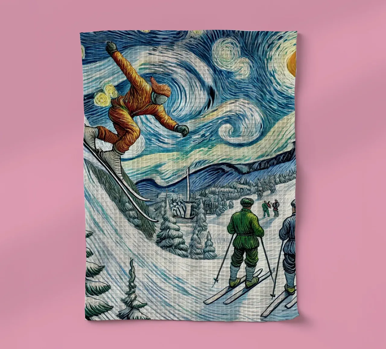 Retro Yeti Ski Attack canovaccio da cucina da Vintage Van Gogh