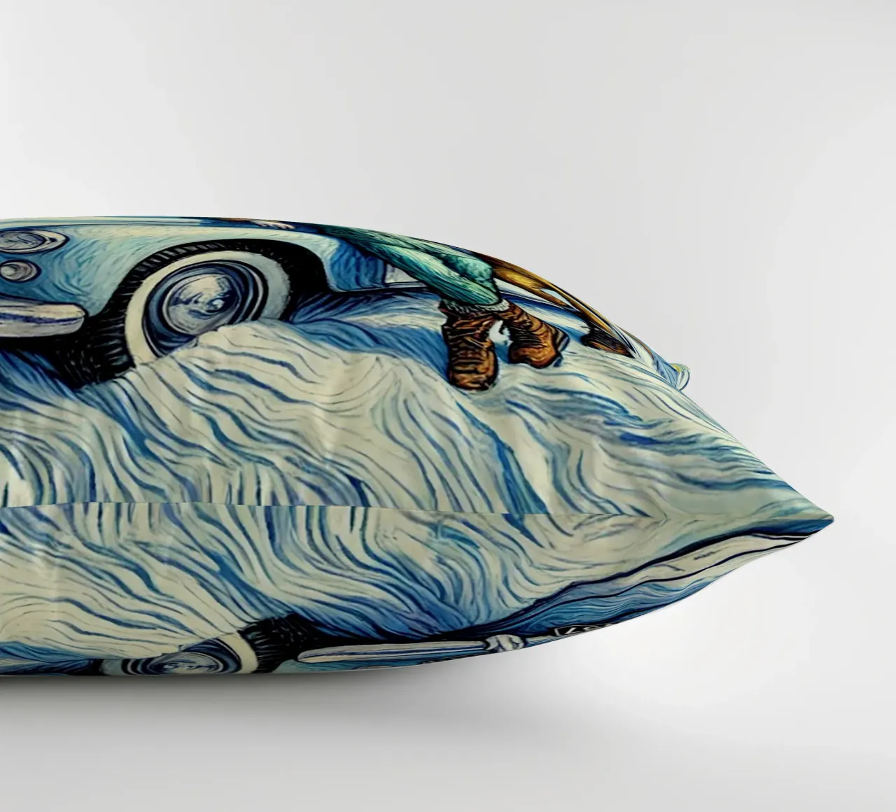 Skiing Ladies Snowmobile cuscino da Vintage Van Gogh