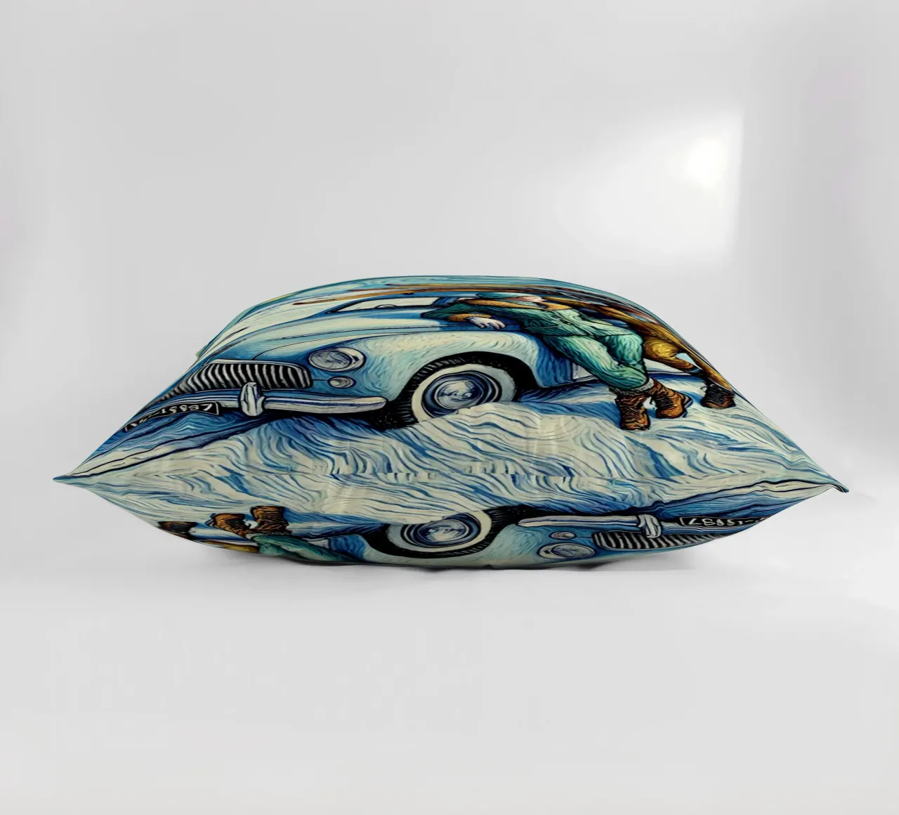 Skiing Ladies Snowmobile cuscino da Vintage Van Gogh