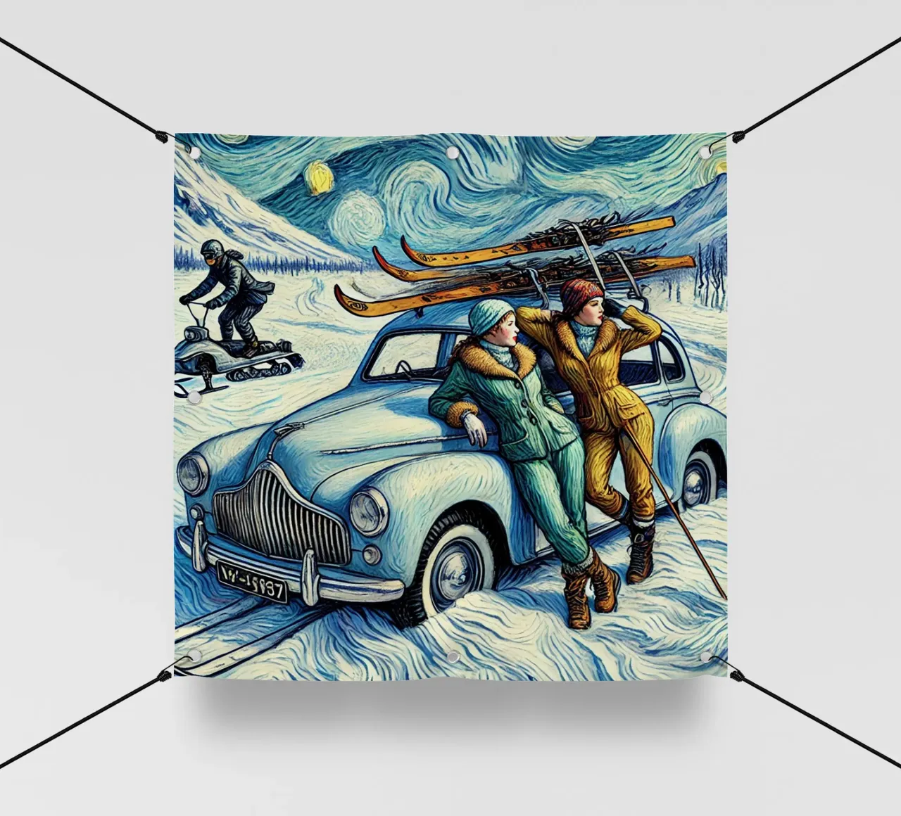 Skiing Ladies Snowmobile telo in pvc da Vintage Van Gogh