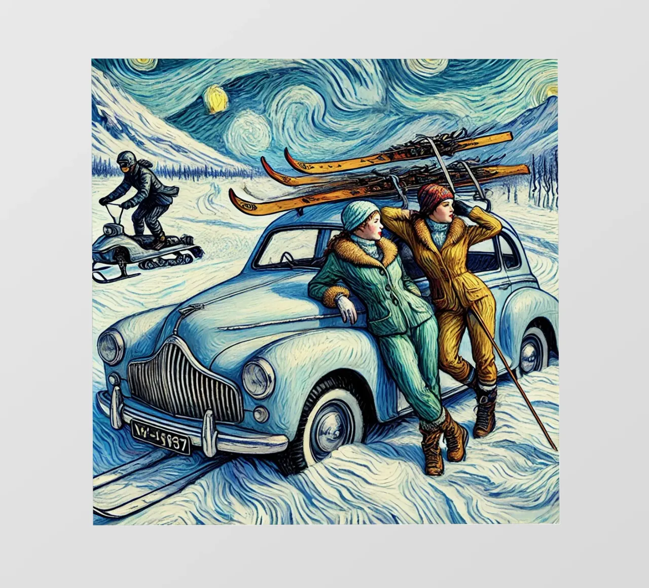 Skiing Ladies Snowmobile telo in pvc da Vintage Van Gogh